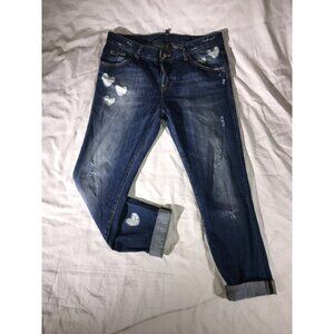 Dsquared2 Women's Blue Distressed Heart-Patterned Boho Jeans